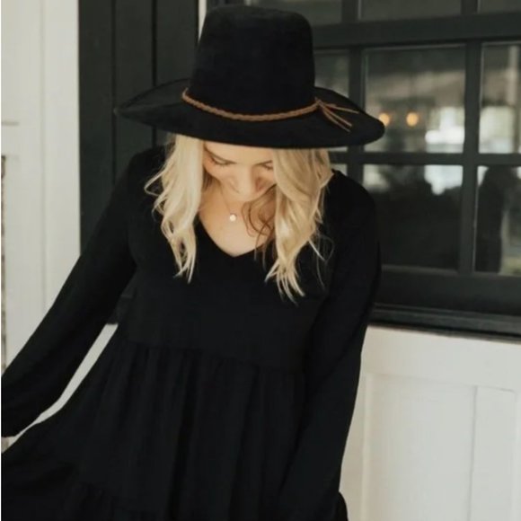 Carly Jean Los Angeles CJLA Blaine Babydoll Dress Black Tiered Dress Size Large - Picture 6 of 11